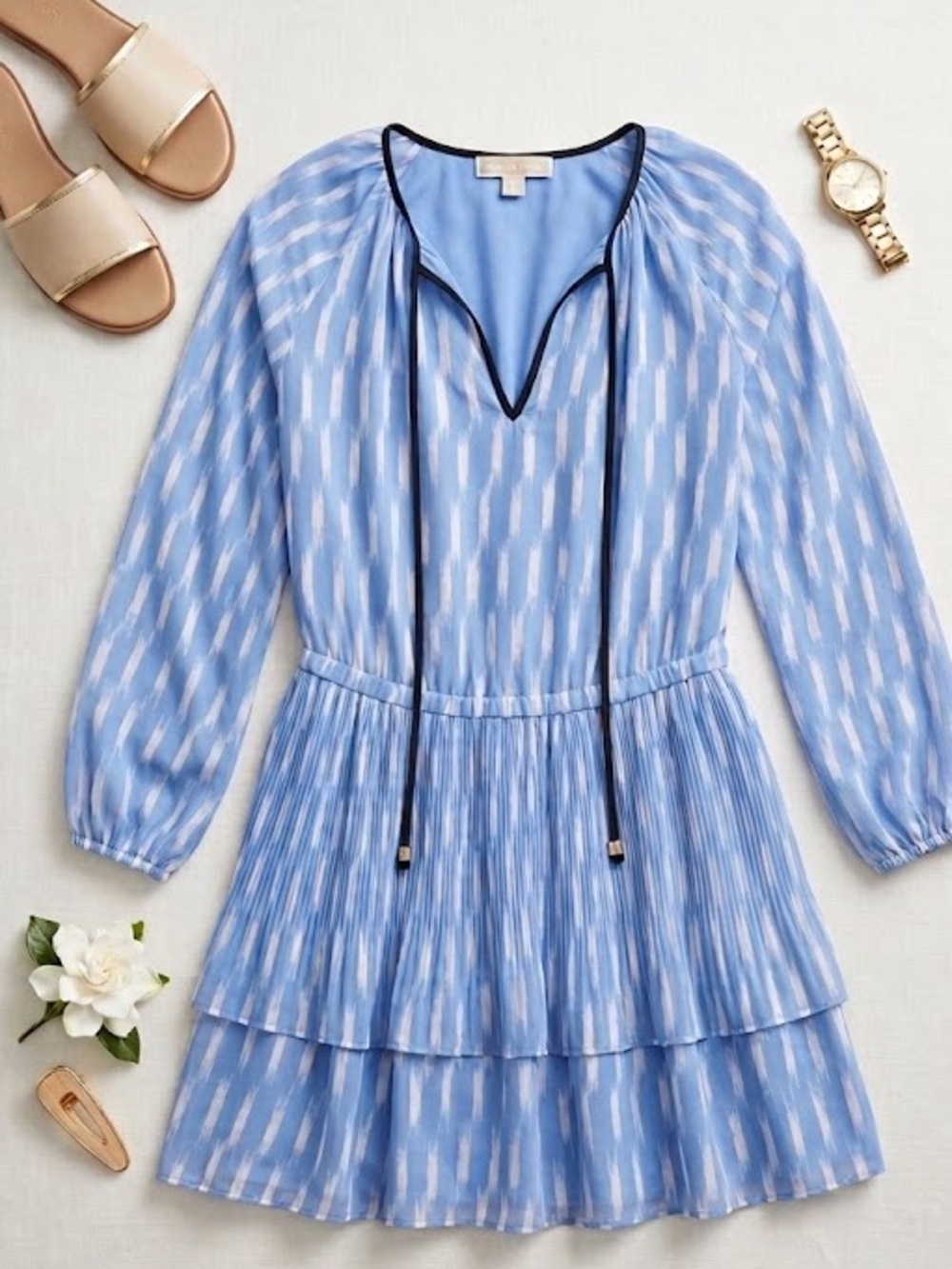 Michael Kors Periwinkle Blue Floral-Lined Dress